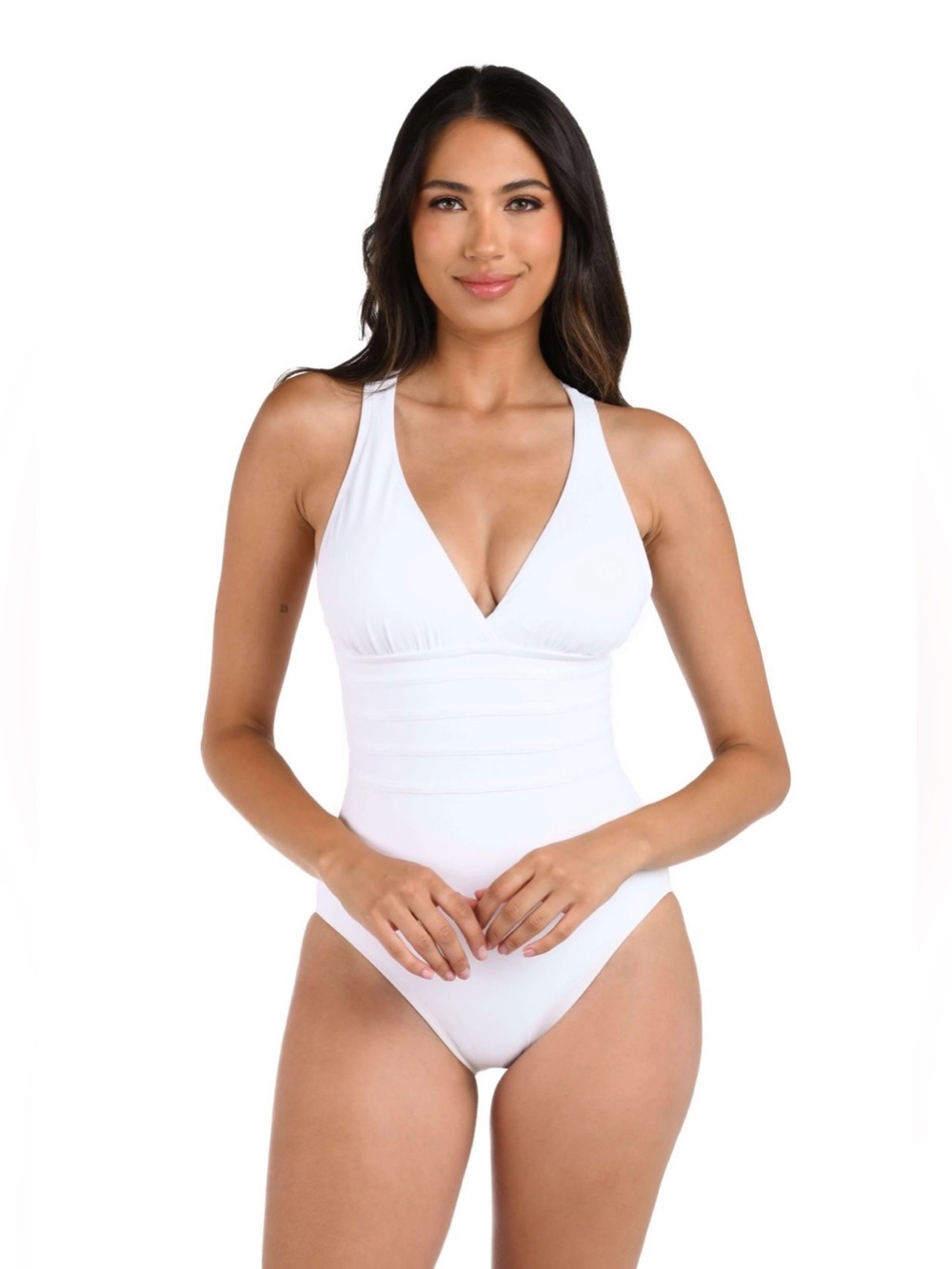 La Blanca NWT Island Goddess Multi-Strap Cross-Back One Piece - White size 4